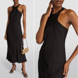 AllSaints Betina Slip Dress Sleeveless Racer Neck Maxi Black NWT